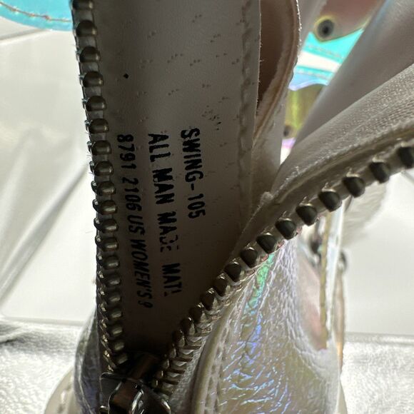 NY DEMONIA Swing 105 White Pearl Colorful Effects Ankle Boot 9" Platform - Picture 9 of 9